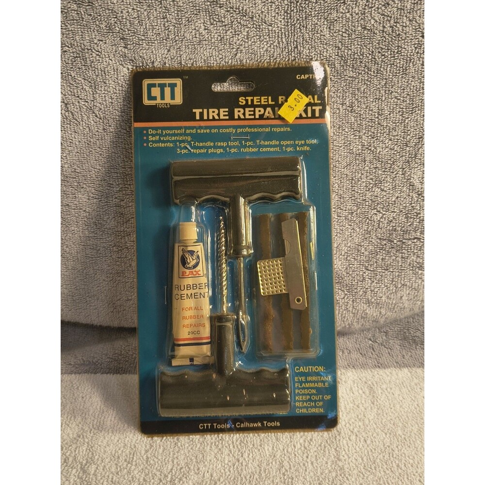 CTT Calhawk Tools Steel Radial Tire Repair Kit Heavy Duty T-Handle Plug NOS New